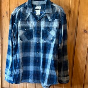 Ariat Navy and White Plaid Western Shirt